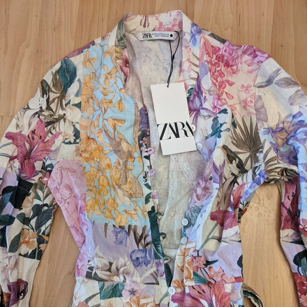 Zara Floral Dress with Belt XS